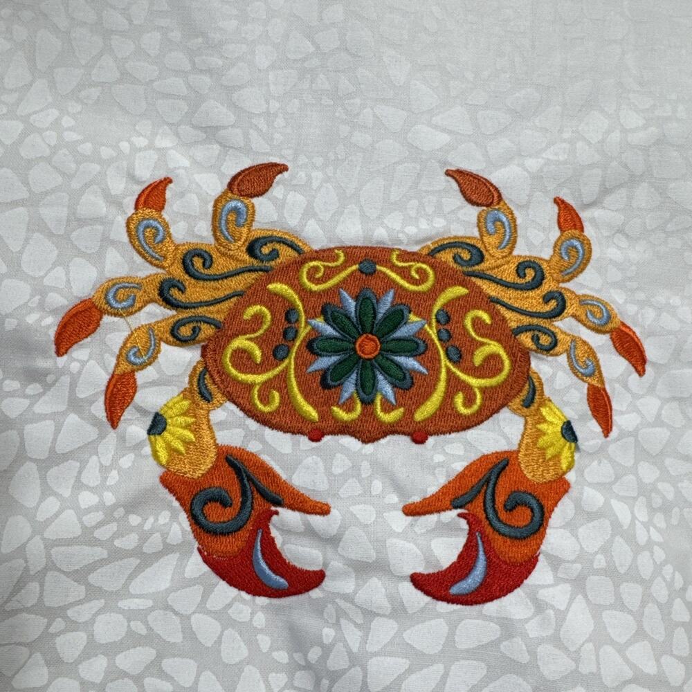 Flower Power Crab machine embroidered design patch Applique Ocean Colorful Decor